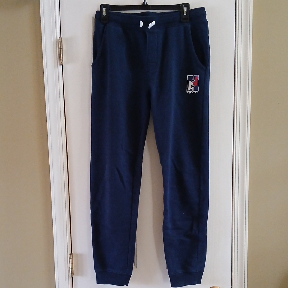"TOMMY HILFIGER" Navy Sweatpants with Embroidered H Patch